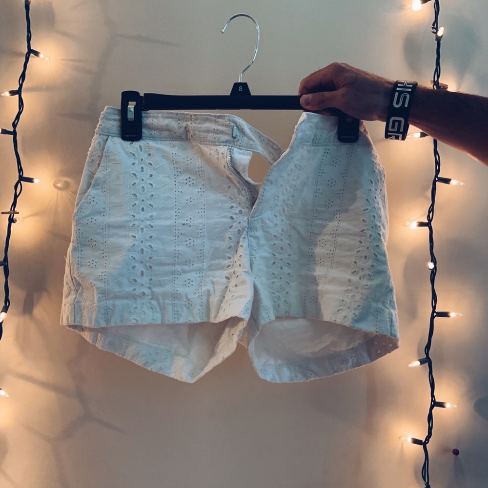 White lace shorts
